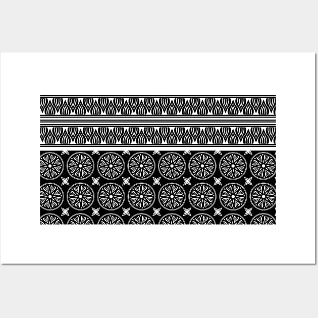 African Ethnic Tribal Black and White Pattern Wall Art by oknoki